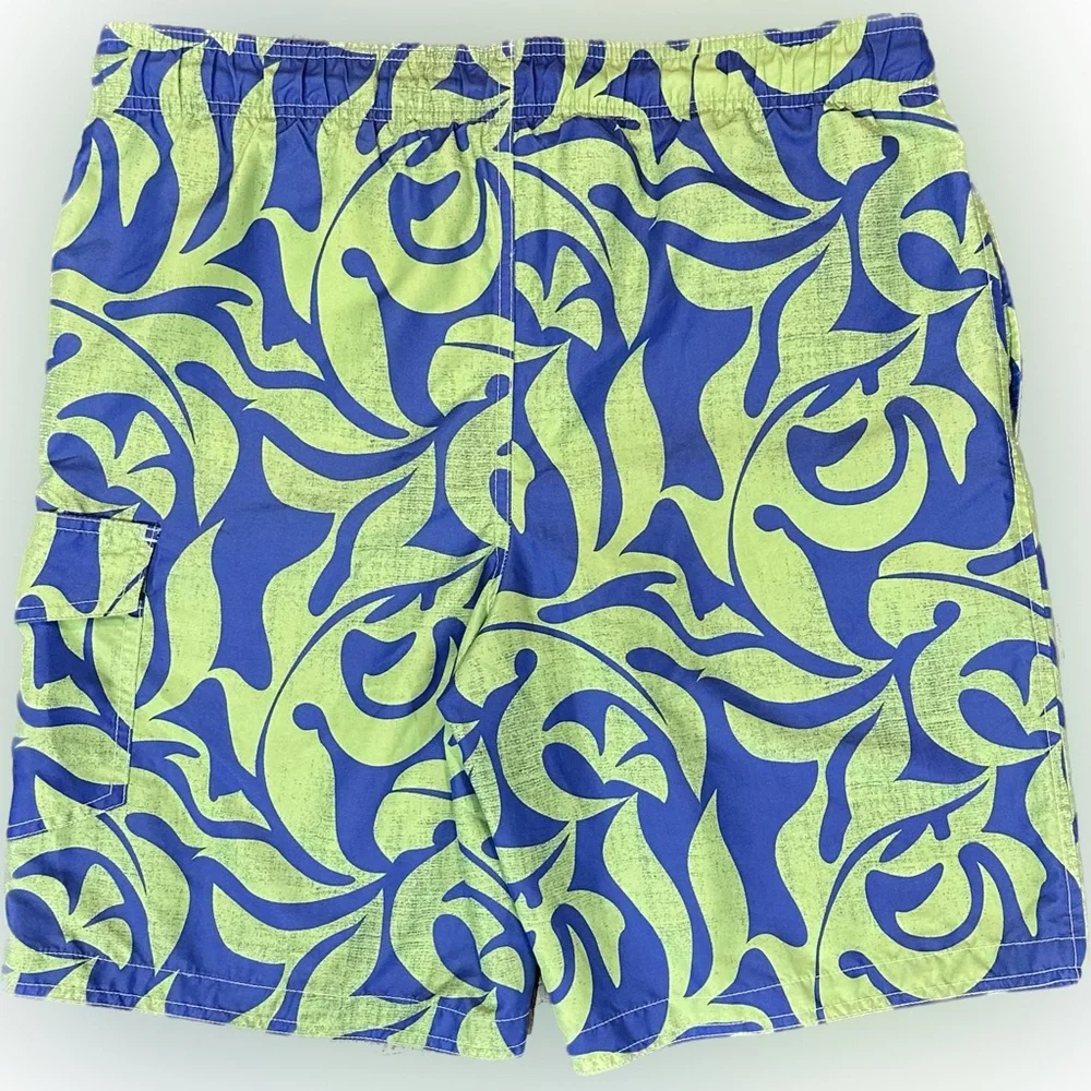Sonoma Life + Style Board Shorts Swim Trunks Mens Size S Blue Green Pockets